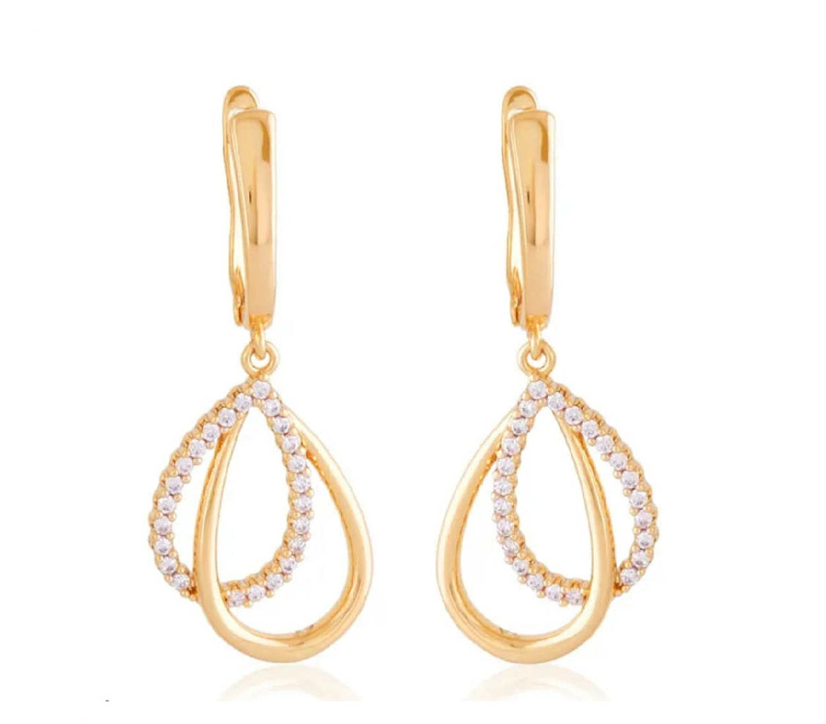 Kolczyki podwójna kropla z cyrkoniami 42767