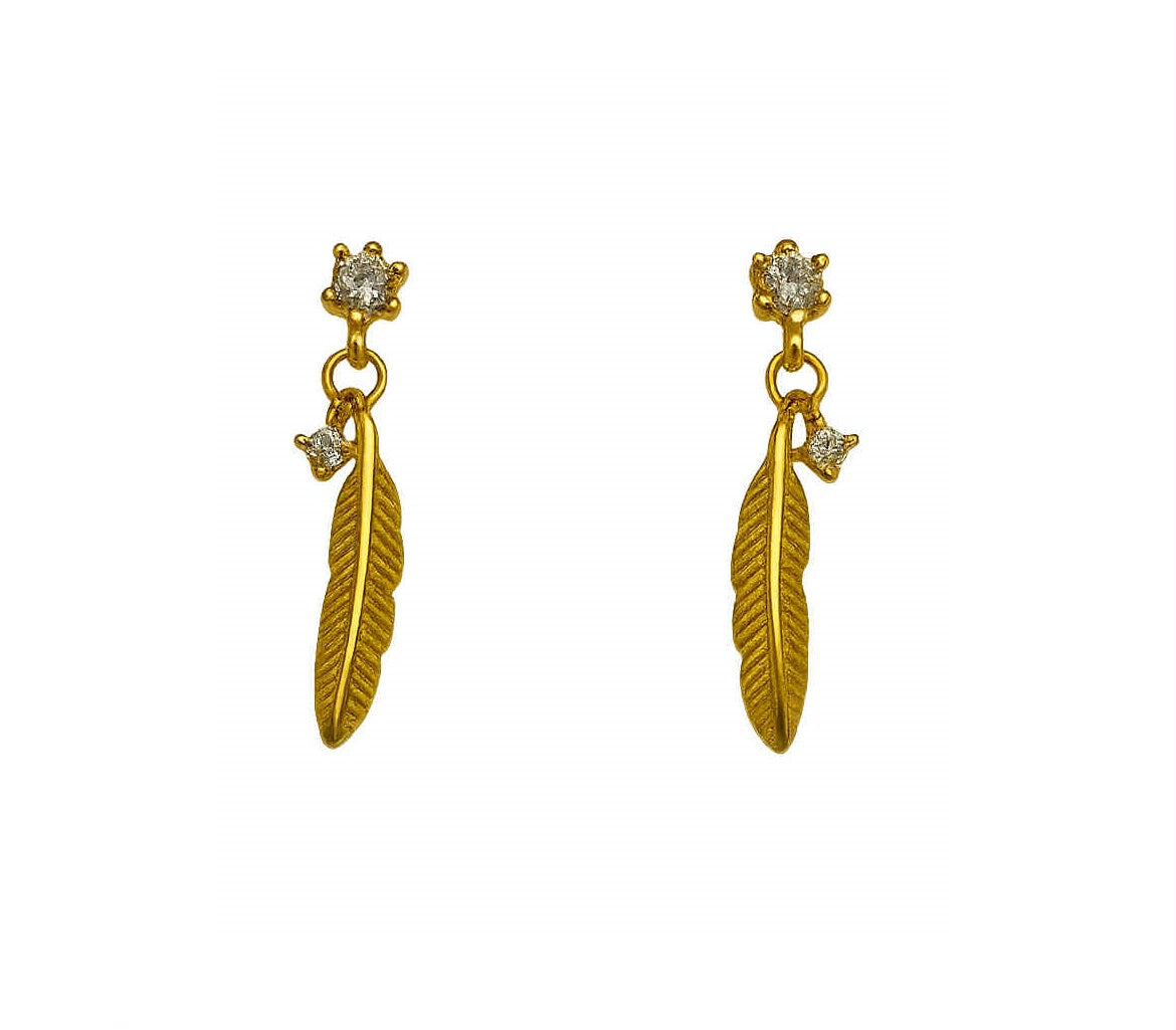 Kolczyki listek srebro 925 pozłacane